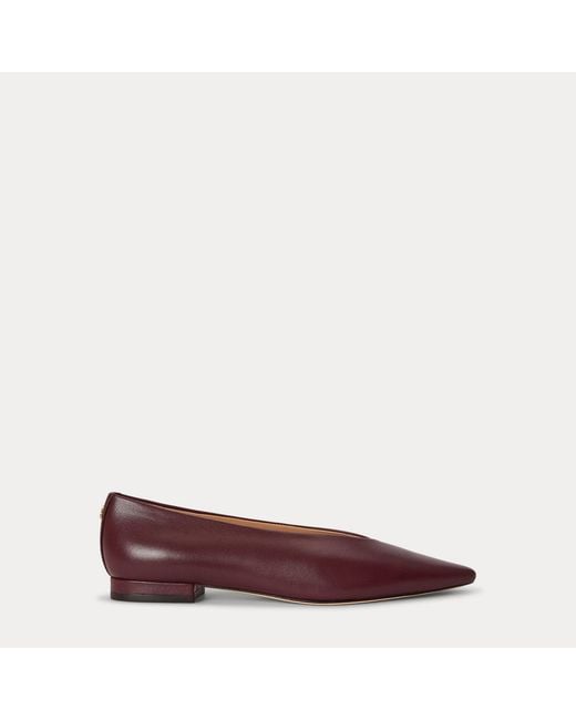Ralph Lauren Red Audri Nappa Leather Ballet Flat