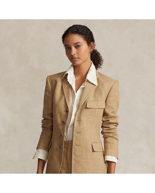 Ralph Lauren Silk-linen Tweed Blazer-jacket in Natural | Lyst