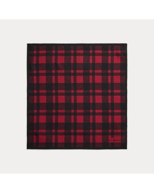 Polo Ralph Lauren Red Plaid Overcheck Wool-Silk Bandanna for men