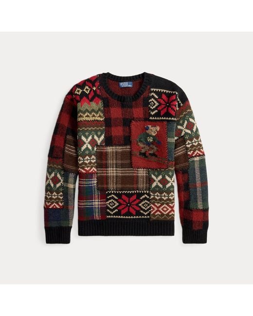 Maglia Polo Bear patchwork di Polo Ralph Lauren in Red da Uomo