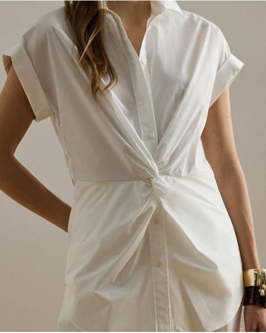 Ralph Lauren Natural Twist-Front Cotton Short-Sleeve Shirt