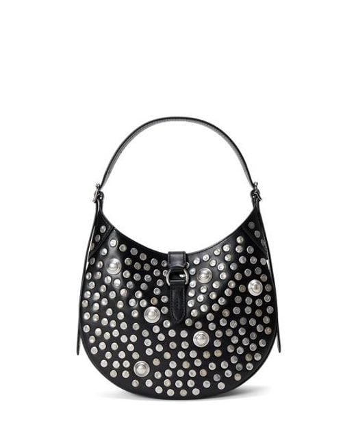 Polo Ralph Lauren Black Polo Id Stud Leather Small Shoulder Bag