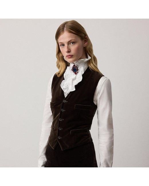 Ralph Lauren Black Jaiden Stretch Velvet Waistcoat