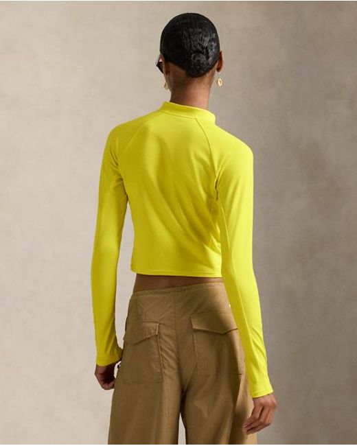 Polo Ralph Lauren Yellow Sueded Jersey Cropped Half-Zip