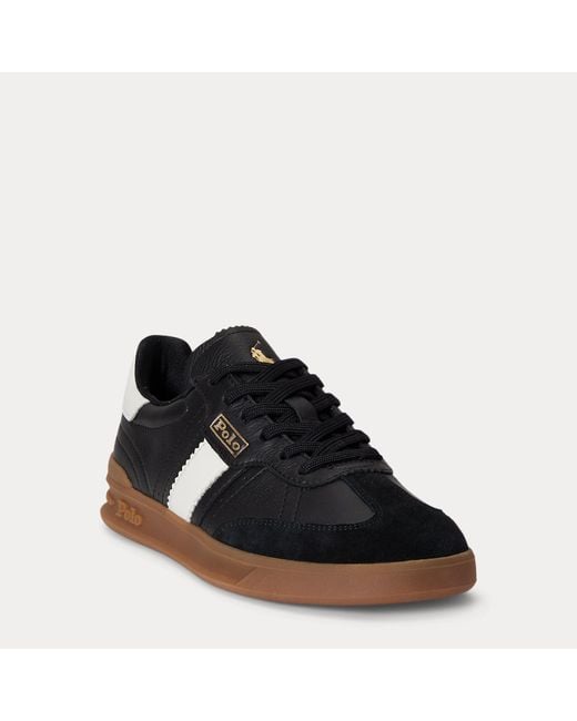 Polo Ralph Lauren Black Heritage Aera Suede Trainer