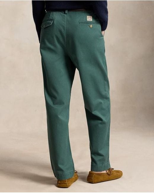 Ralph Lauren Green Whitman Relaxed Fit Pleated Trouser for men