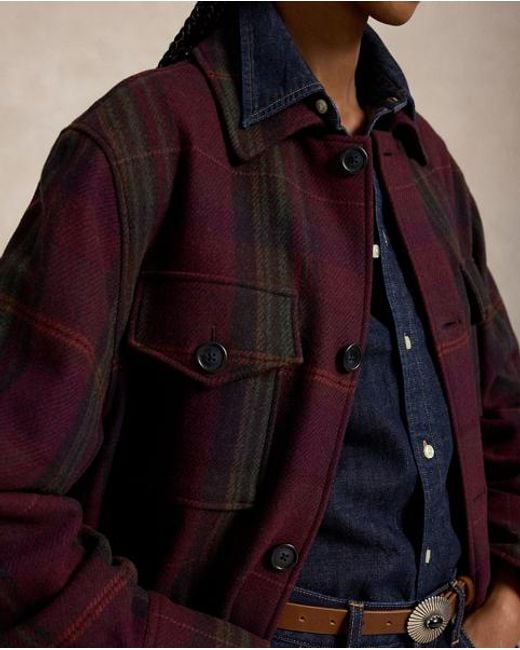 Polo Ralph Lauren Black Plaid Wool-Blend Twill Shirt Jacket