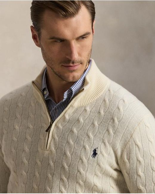 Polo Ralph Lauren Natural Cable-Knit Quarter-Zip Jumper for men