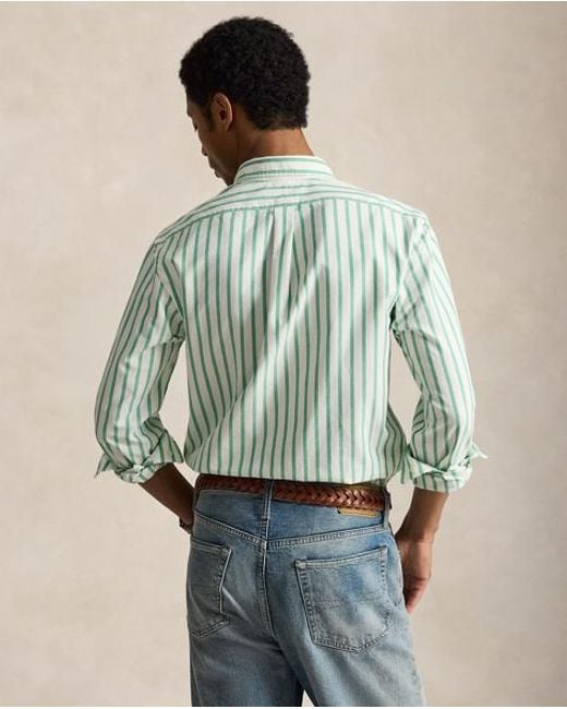 Polo Ralph Lauren Blue Slim Fit Striped Oxford Shirt for men