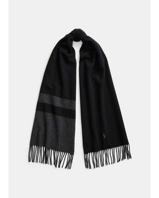 Écharpe color-block frangée en laine Polo Ralph Lauren en coloris Noir |  Lyst