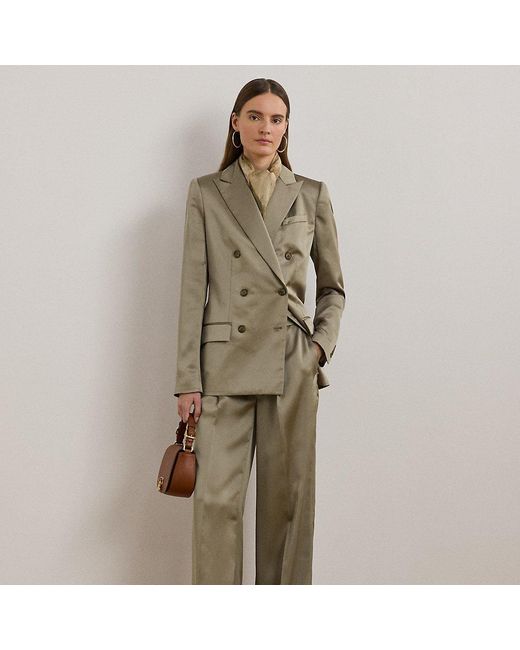 Ralph Lauren Green Zweireihiger Blazer Aus Charmeuse