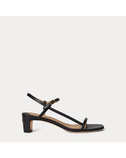 Ralph Lauren Black Lainee Mid-Heel Nappa Leather Sandal