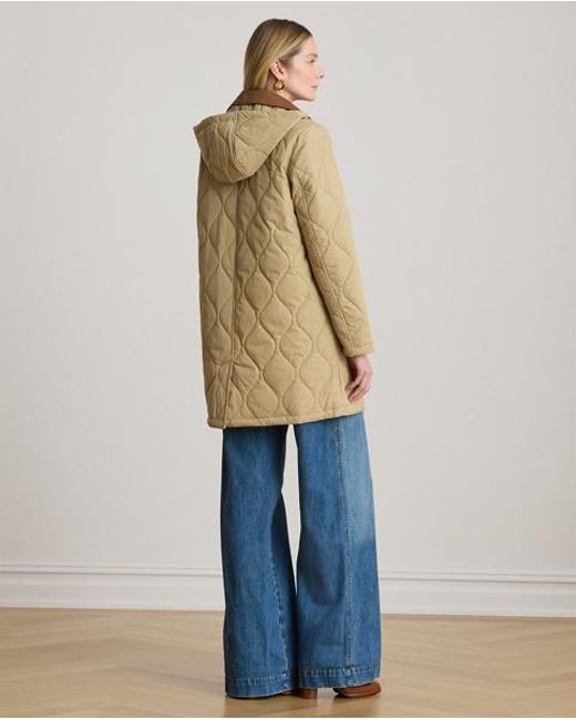 Ralph Lauren Natural Twill-Trim Onion-Quilted Hooded Jacket