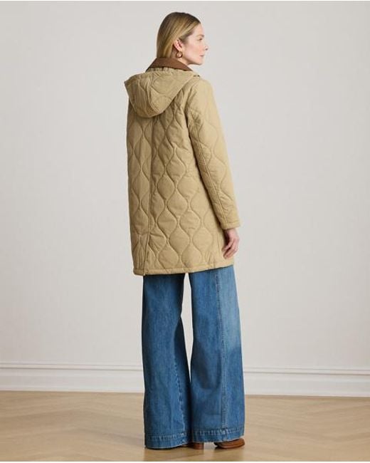 Ralph Lauren Natural Twill-Trim Onion-Quilted Hooded Jacket