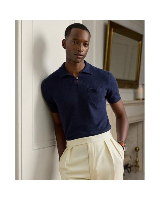 Maglia in seta e lino effetto texture di Ralph Lauren in Blue da Uomo