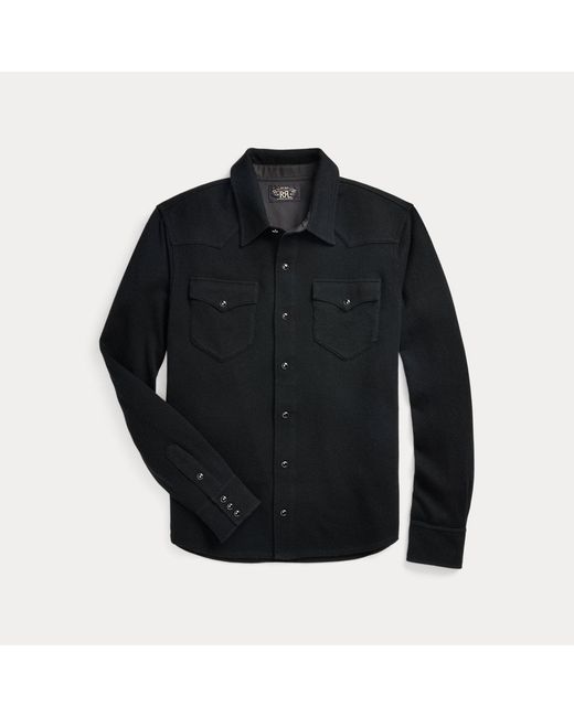 RRL Black Wool-Cashmere Western Shirt Jumper for men