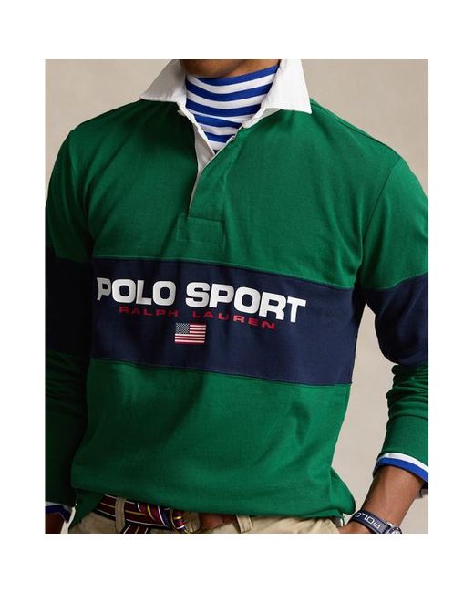 Polo Ralph Lauren Green Classic Fit Polo Sport Rugby Shirt for men