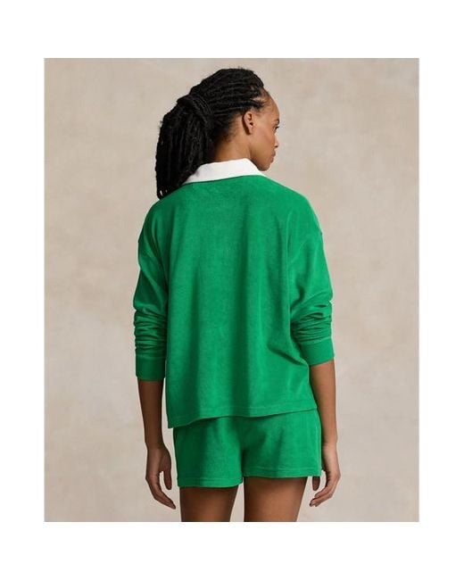 Polo Ralph Lauren Green Cropped Terry Rugby Shirt