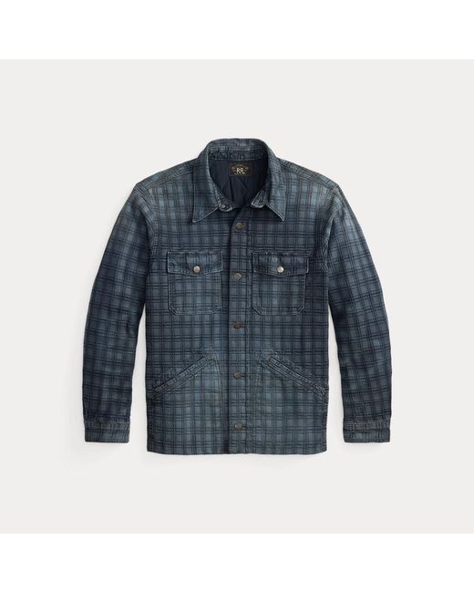 RRL Black Plaid Jacquard Denim Jacket for men