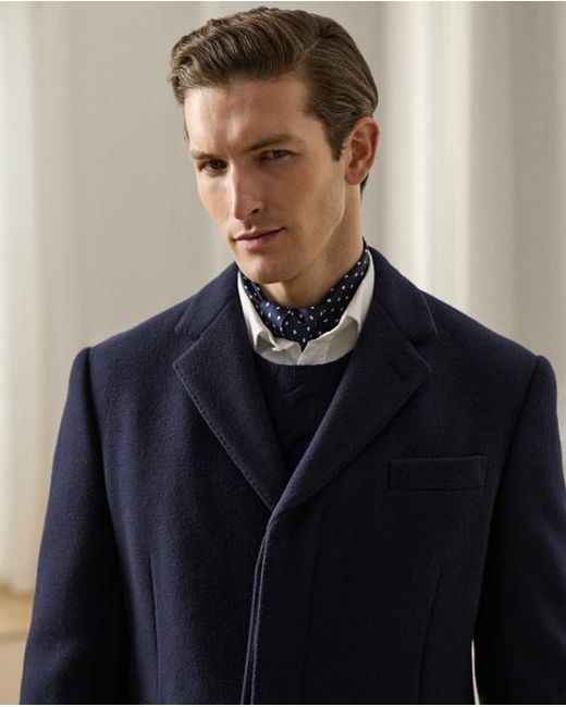Ralph Lauren Blue Kent Hand-Tailored Wool-Blend Topcoat for men