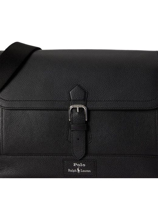 Borsa da postino in pelle martellata di Polo Ralph Lauren in Black da Uomo