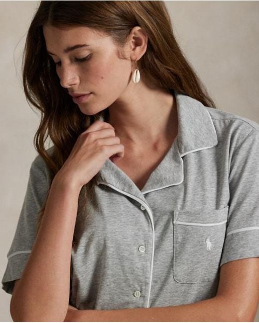 Polo Ralph Lauren Brown Kurzärmliger Jersey-Pyjama Mit Paspeln