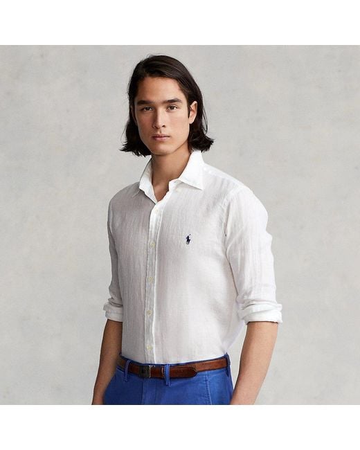 Camisa De Lino Slim Fit Polo Ralph Lauren de hombre de color Blanco | Lyst
