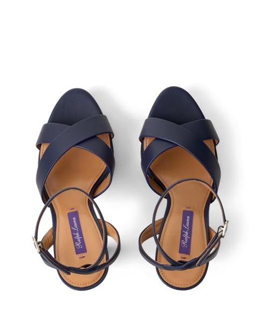 Ralph Lauren Blue Cleary Calfskin 125 Mm Platform Sandal
