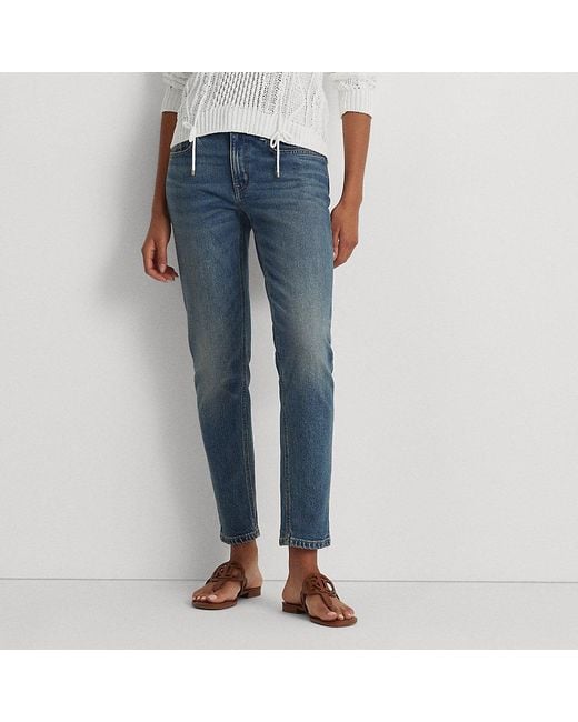 Ralph Lauren Relaxed Tapered Ankle Jean in Blue | Lyst