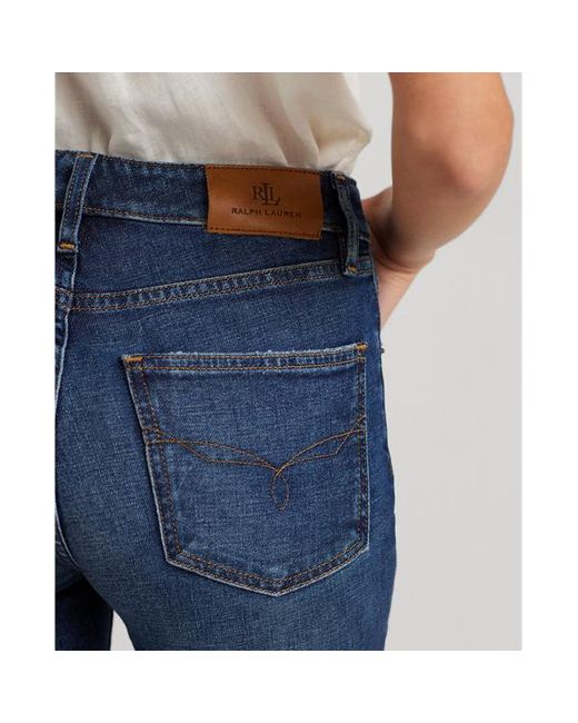 Jeans rectos tobilleros de tiro alto Lauren by Ralph Lauren de color Blue
