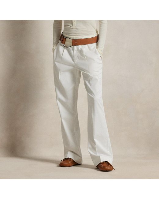 Polo Ralph Lauren White Pleated Cotton-Blend Relaxed Trouser