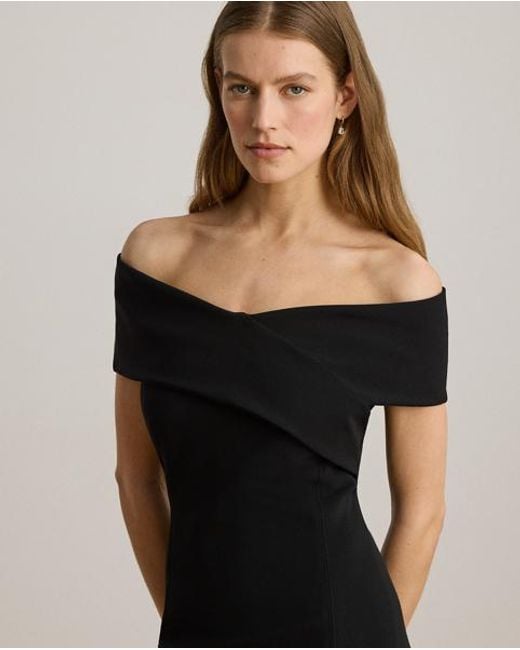 Ralph Lauren Black Faille Off-The-Shoulder Cocktail Dress