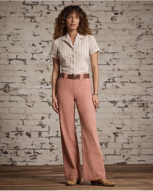 RRL Natural Floral-Print Cotton Tie-Back Blouse