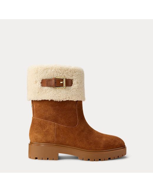 Ralph Lauren Brown Schnürstiefelette Allyson Mit Lammfell