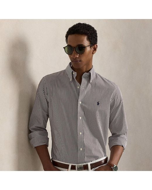 Camicia in popeline a righe Custom-Fit di Polo Ralph Lauren in Gray da Uomo