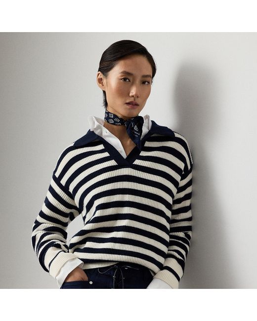 Jersey Polo De Cachemira Con Rayas Ralph Lauren de color Gray