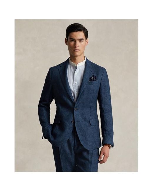 Giacca Polo Soft Tailored in lino di Ralph Lauren in Blue da Uomo