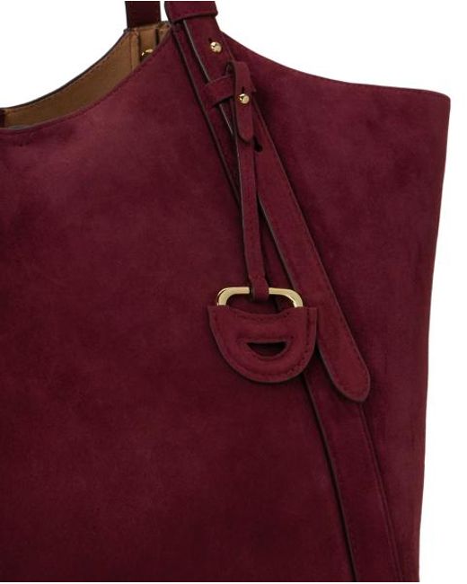 Ralph Lauren Red Sheep-Suede Large Tasha Tote Bag