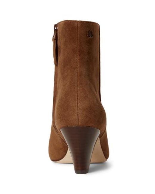 Ralph Lauren Brown Emersyn Suede Bootie Heel