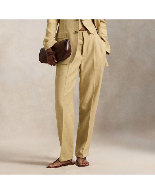 Ralph Lauren Natural Hemp Pleated Tapered Trousers