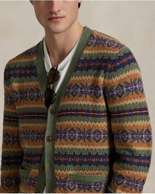 Cárdigan Fair Isle De Mezcla De Algodón Polo Ralph Lauren de hombre de color Brown