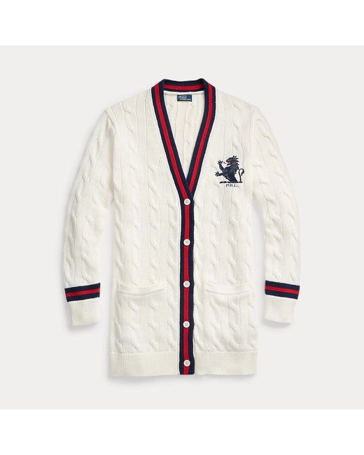 Polo Ralph Lauren Red Cable-knit Cotton Cricket Cardigan