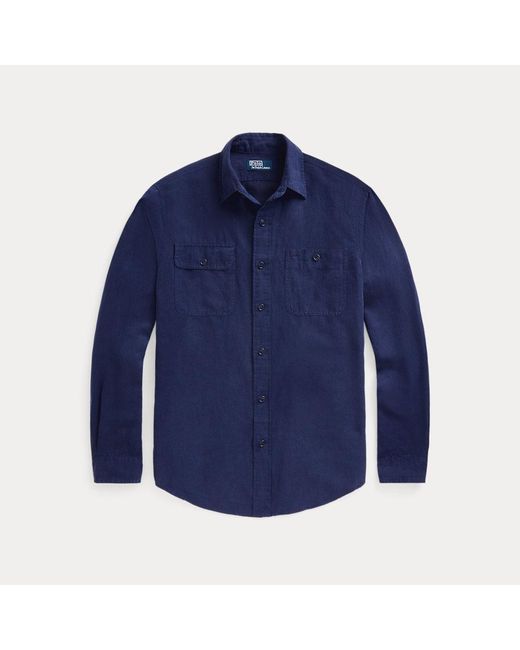 Polo Ralph Lauren Blue Classic Fit Linen-silk Twill Workshirt for men