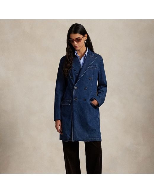 Ralph Lauren Blue Zweireihige Jacke Aus Denim
