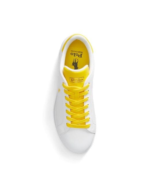 Ralph Lauren Heritage Court Ii Leren Sneakers in het Yellow voor heren