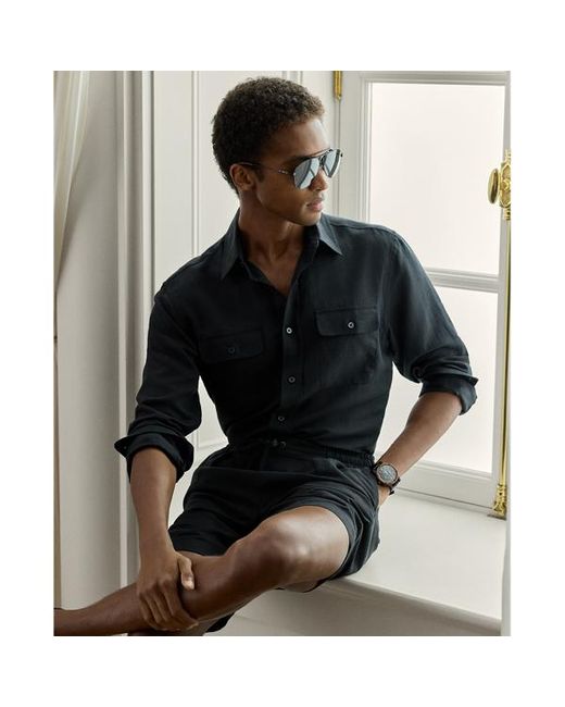 Camicia in seta e lino di Ralph Lauren in Black da Uomo