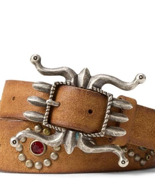 RRL Brown Studded Roughout Suede Belt for men