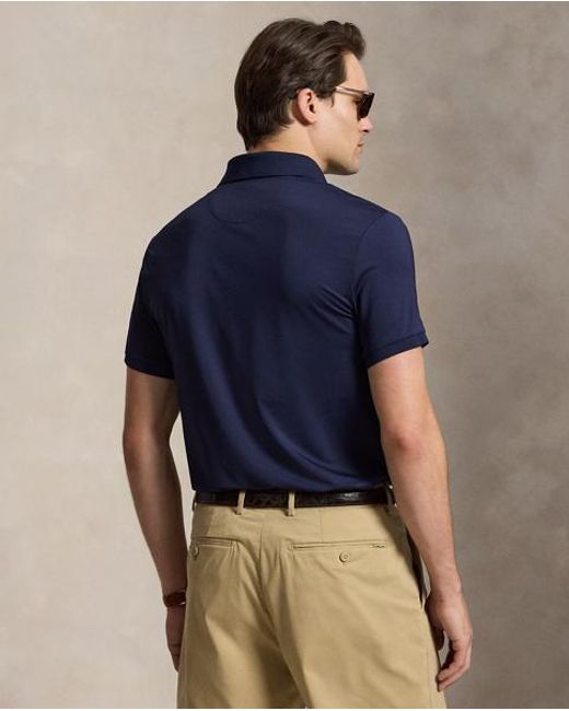 Ralph Lauren Blue Tailored Fit Performance Polo Shirt for men