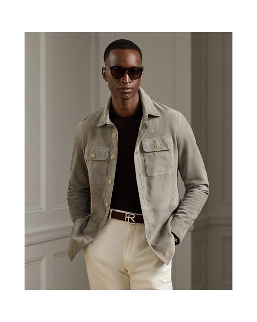 Ralph Lauren Gray Ralph Lauren Calloway Suede Shirt Jacket for men