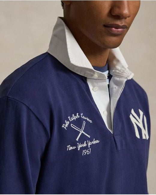 Polo Ralph Lauren Blue Polo Ralph Lauren Lauren Yankees Rugby Shirt for men